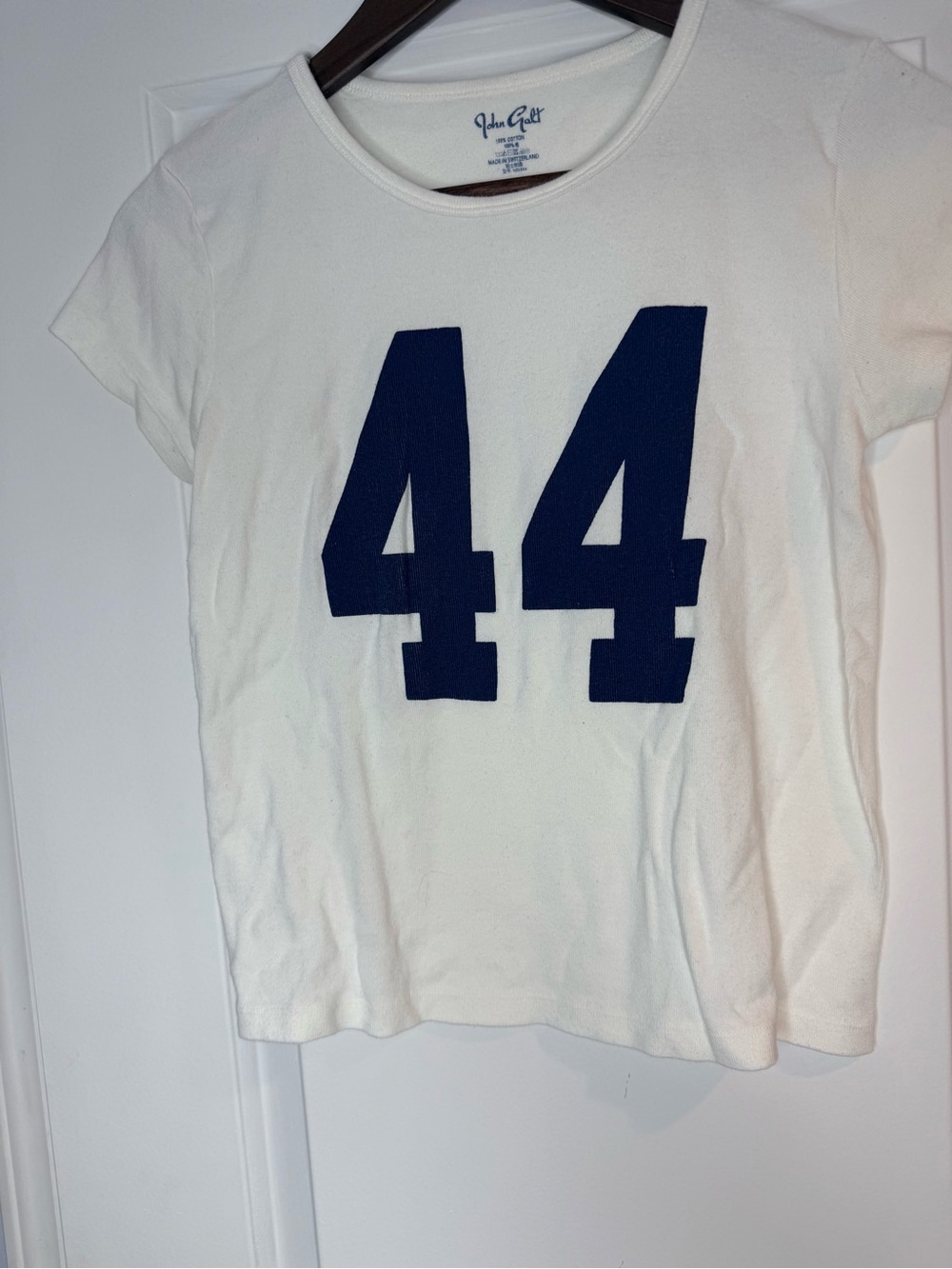 Brandy Melville White Tee with Navy 44 Graphic